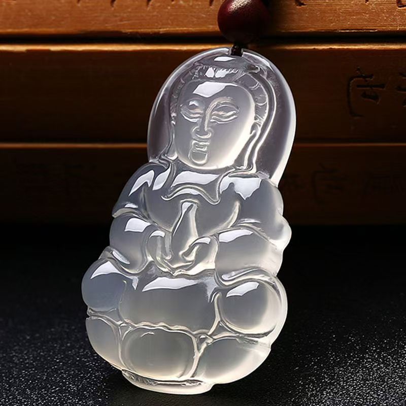 马达加斯加玛瑙大号冰底料观音吊坠