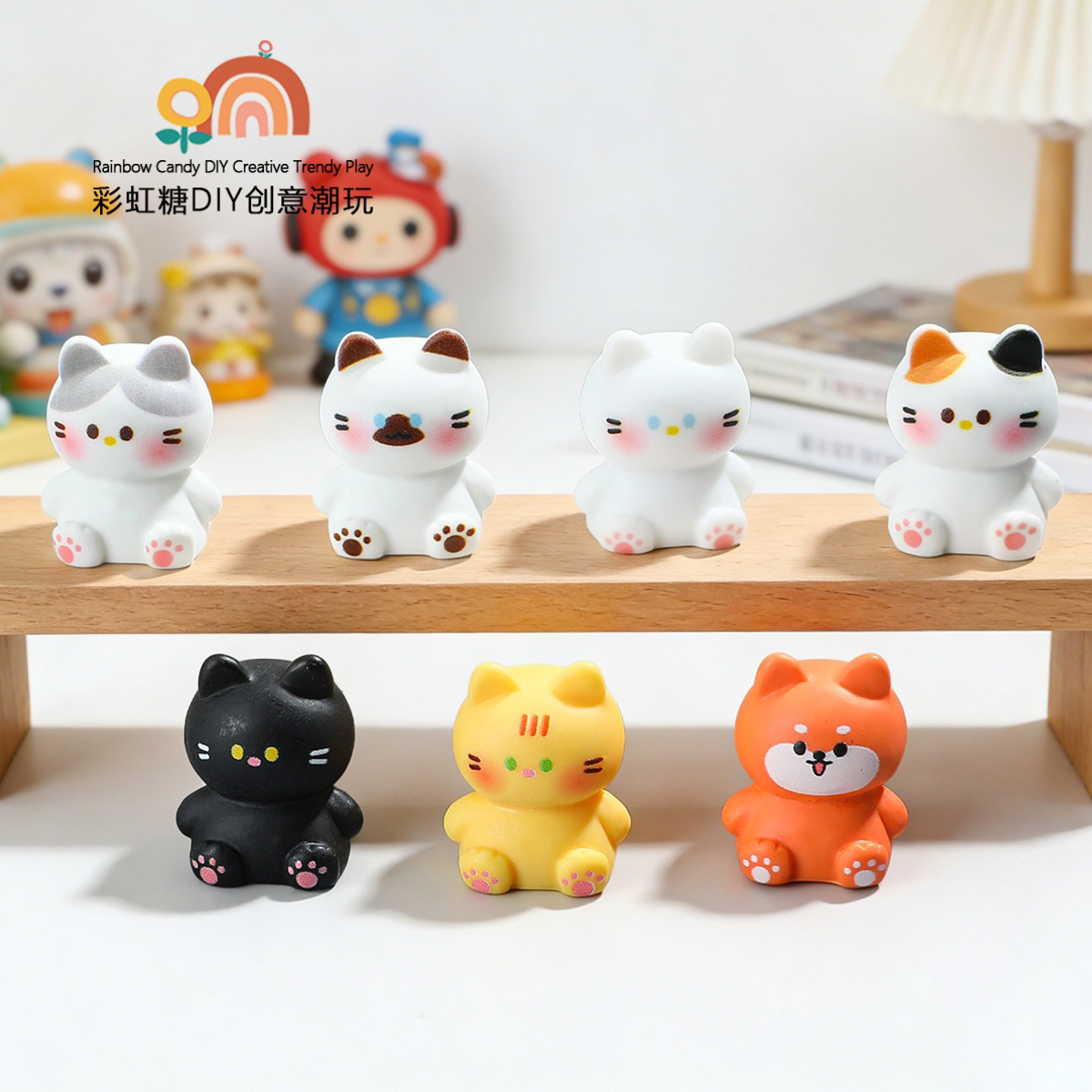 可爱招财猫网红摆件治愈系桌面工位装饰品车内小饰品