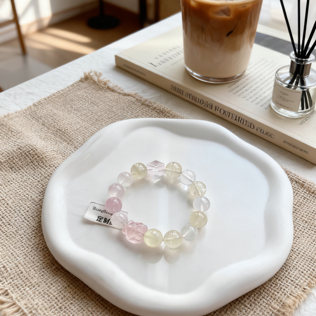 【枕上书】凤九狐狸粉水晶黄水晶奶白晶水晶手串送女友送闺蜜礼物