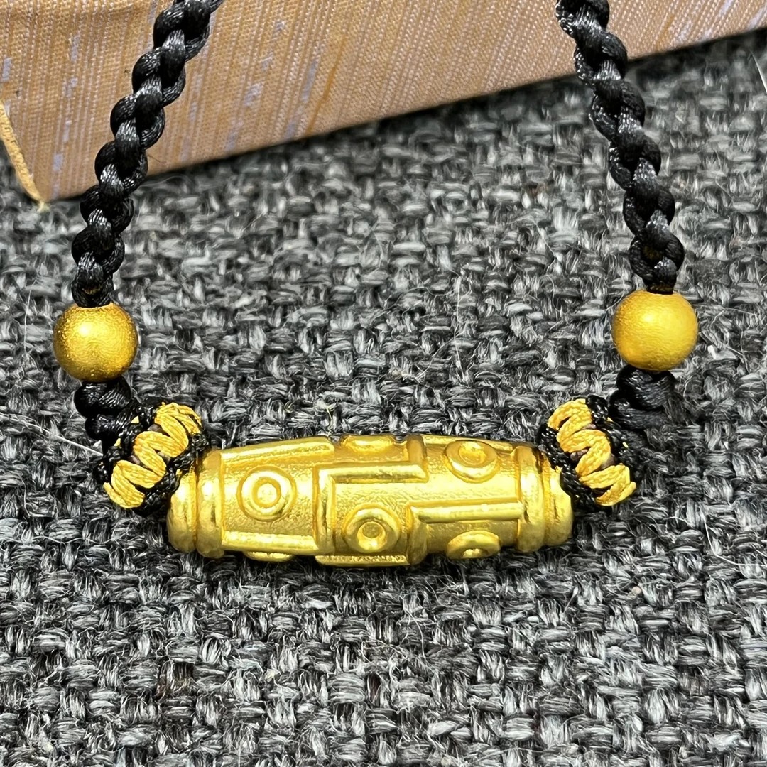 合金项链 合金吊坠 手编绳精工版九眼桶珠项坠配绳