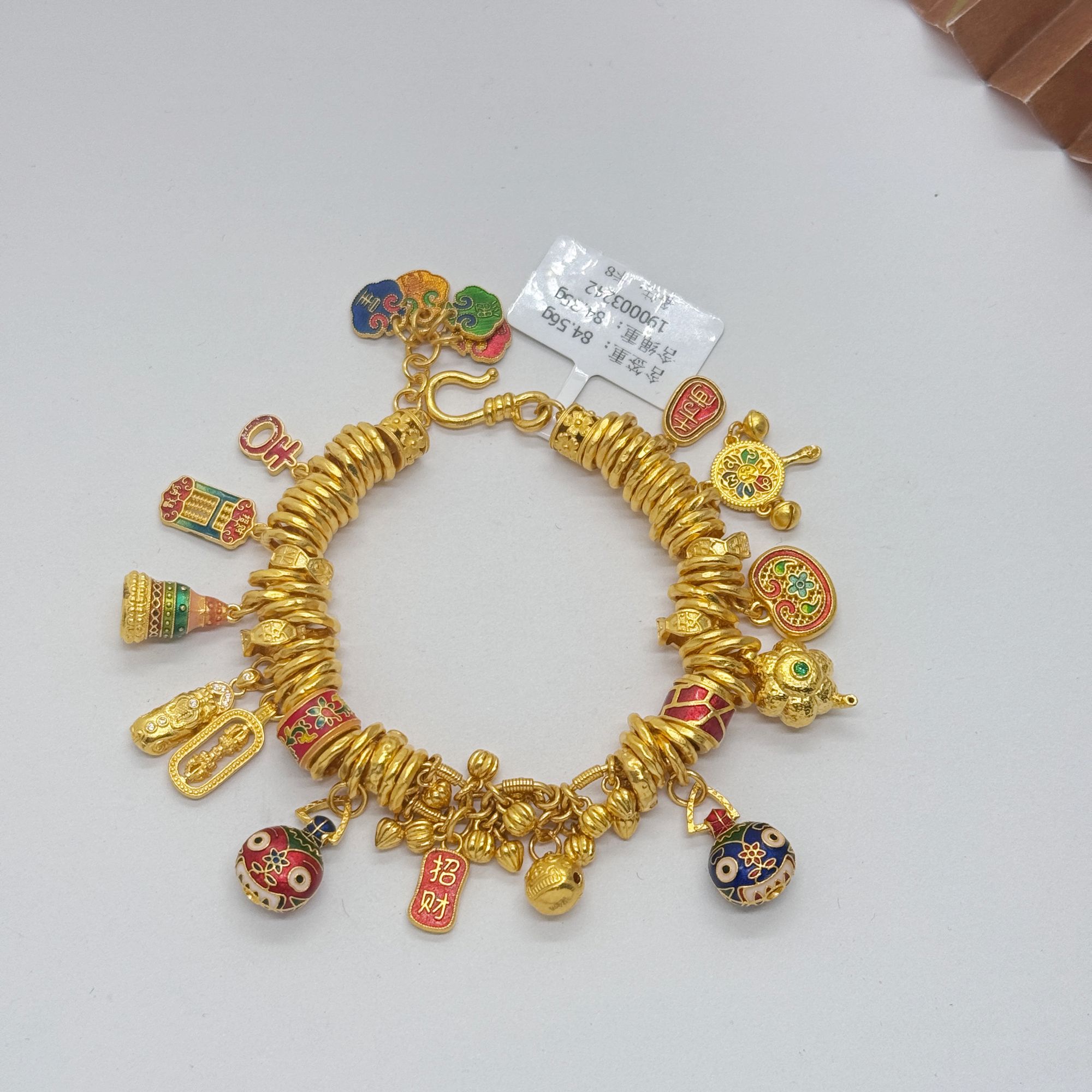 足金999手工盘缠 卡8  烧蓝提溜  14.5CM 84.21