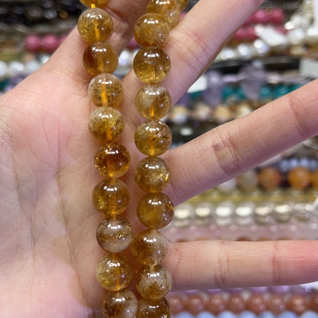 玛瑙/玉髓散珠天然黄塔晶卡10长条38厘米