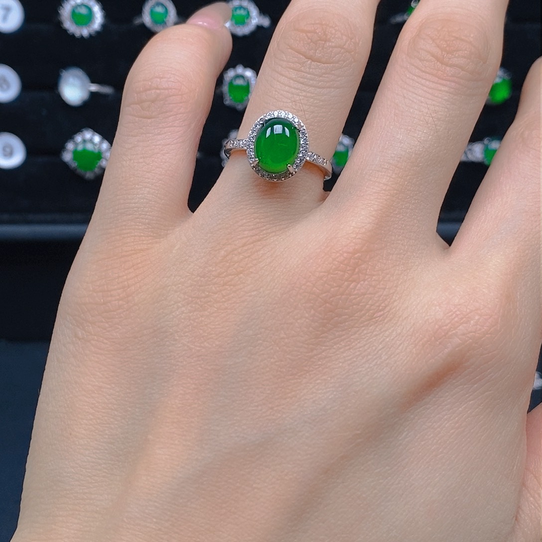 翡翠银S925镶嵌挂件翡翠