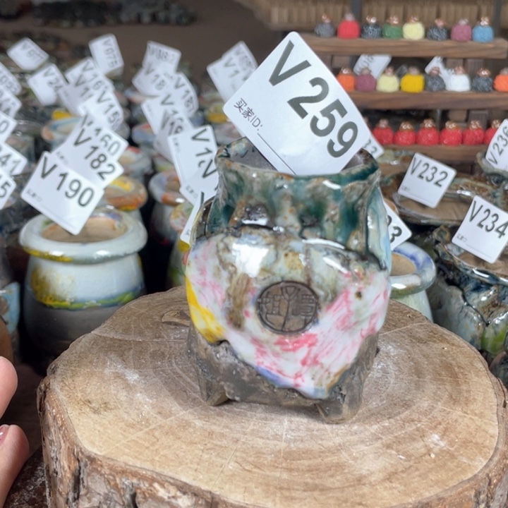 紫砂花盆孤品 不规则油画山石 老桩 内口3.5