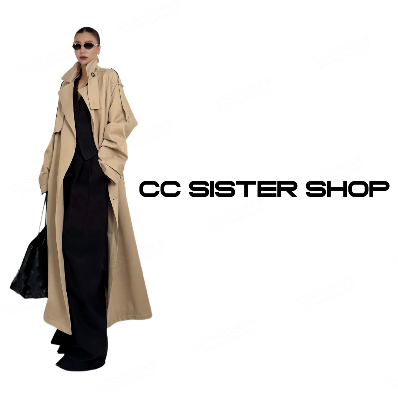 CC SISTER SHOP【旷野追影】轻奢英伦廓形双排扣肩章高个子长款风衣