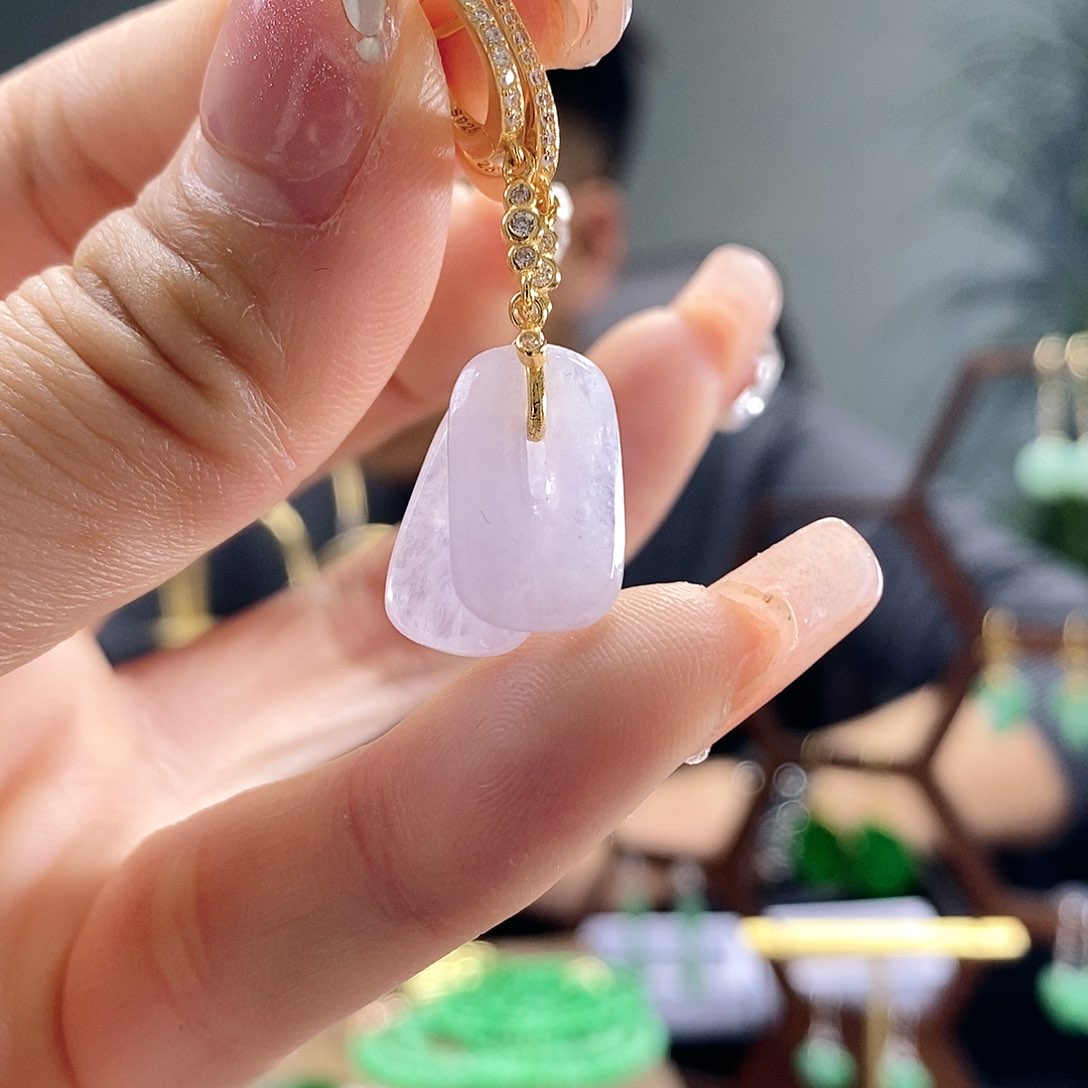 翡翠耳饰银S925镶嵌翡翠