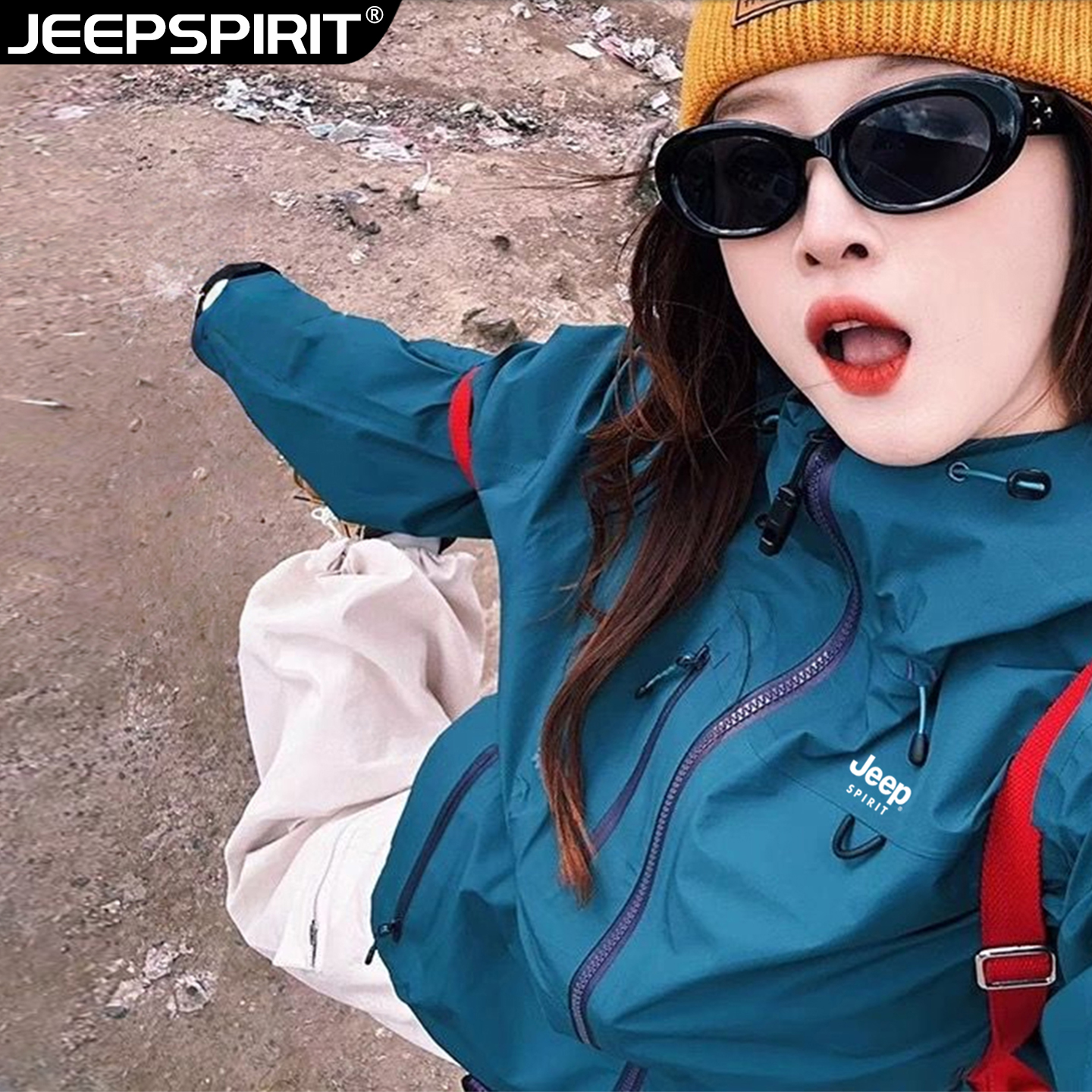 JEEP吉普【官方】春秋冬季三合一冲锋衣外套男女款两件套防水登山服