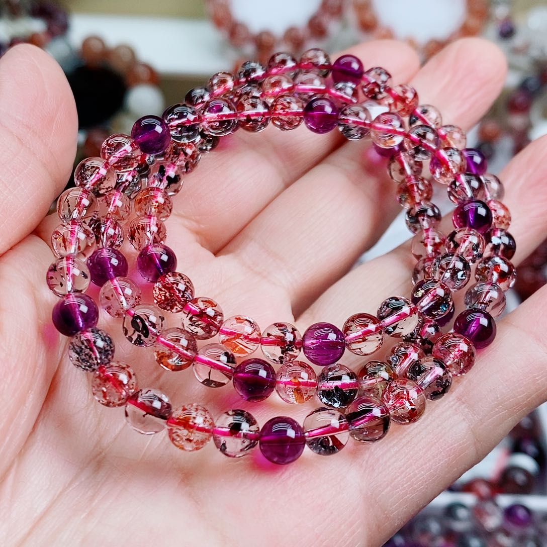 未镶嵌手串水晶紫梅毒液多圈