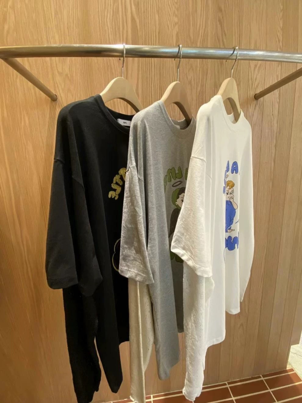 배추❤️泡菜国天使假两件长袖百搭秋冬圆领T恤中长款ins宽松No退换