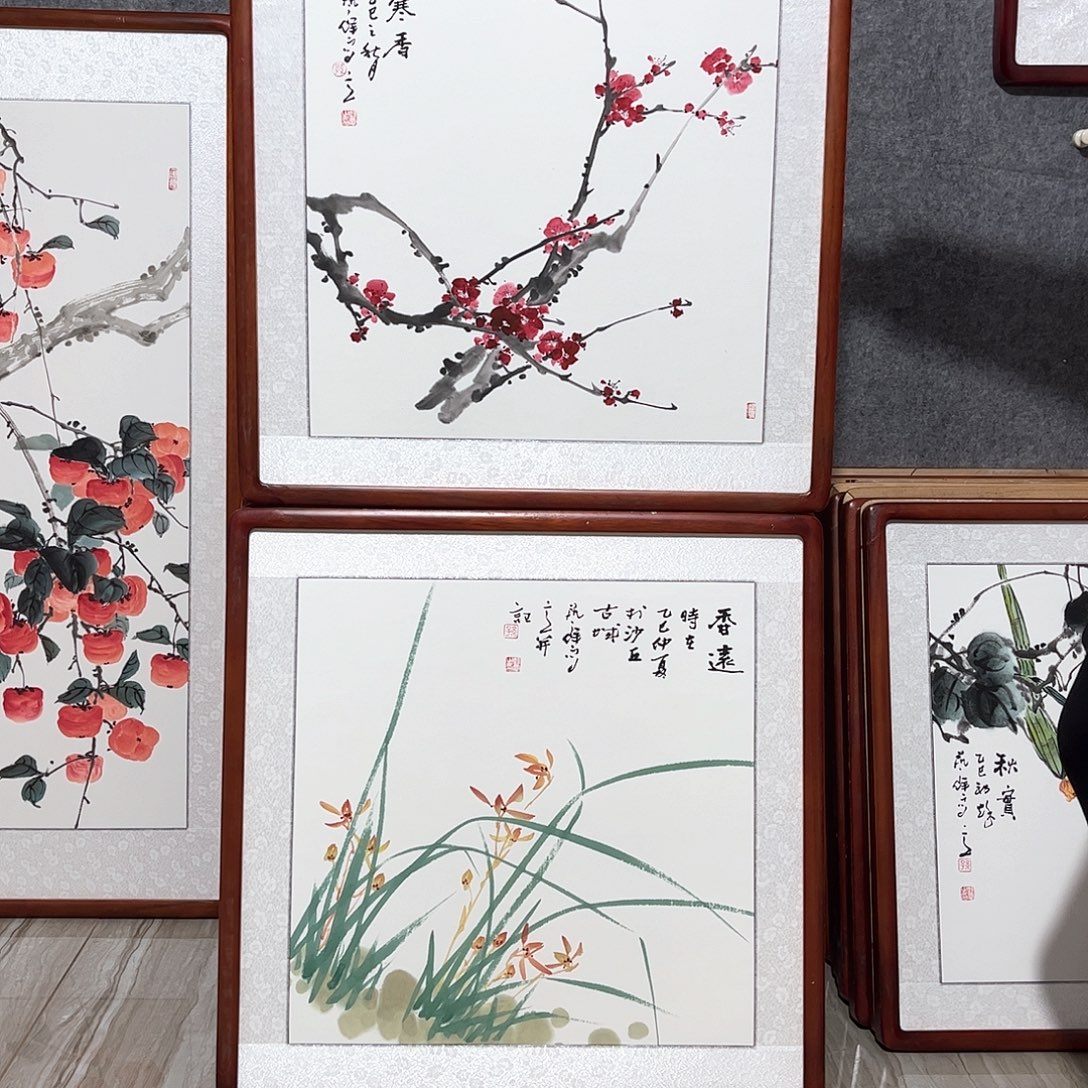 国画书画作品带框63×63