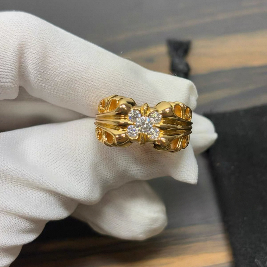 925银戒指 克罗心KT鸢尾花戒指925银做旧复古男女款嘻哈朋克对戒