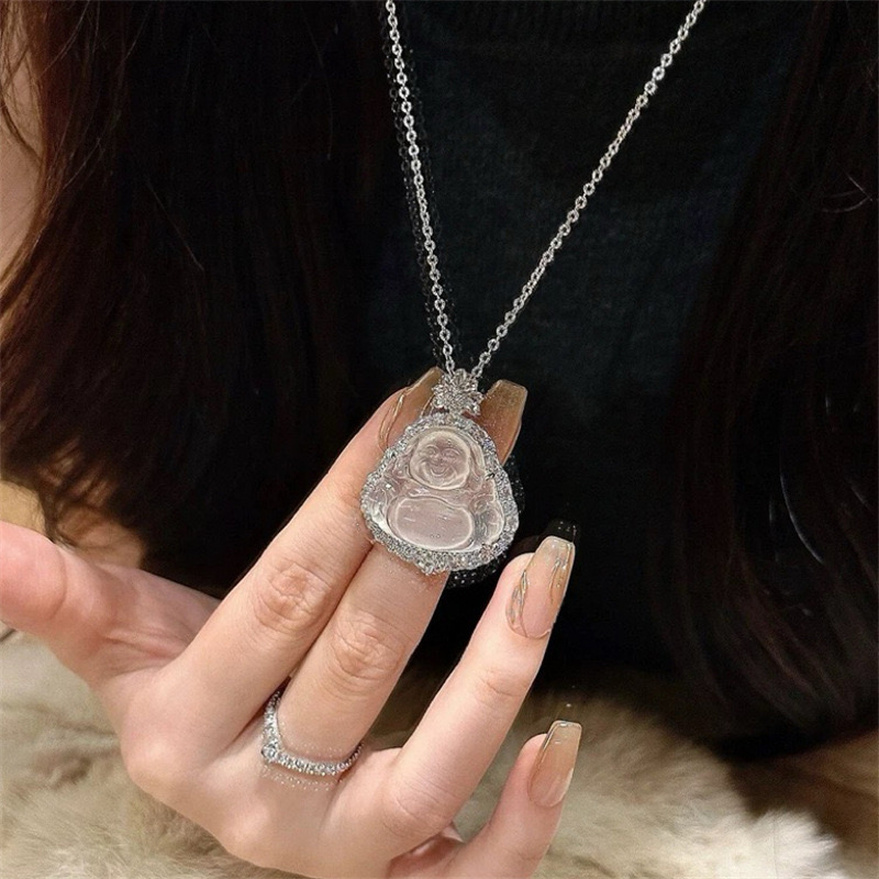 通体实心清透.新中式大肚佛公项链K179