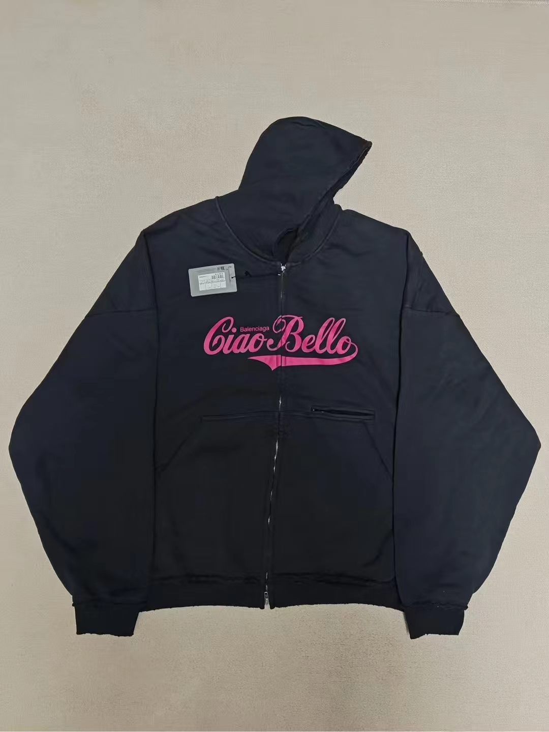 全新未使用 Balenciaga/巴黎世家 XS码 CIAO BELLO 拉链连帽卫衣