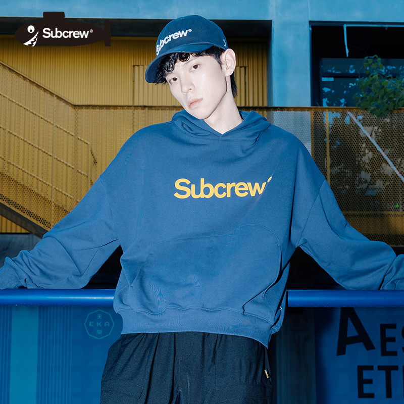 Subcrew字母印花薄款连帽卫衣美式休闲潮流百搭套头长袖情侣ins