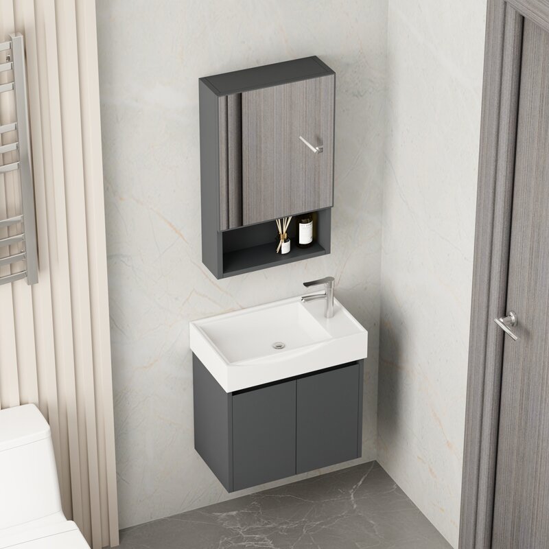 小户型蜂窝铝浴室柜陶瓷组合一体盆窄小卫生间洗手台盆柜