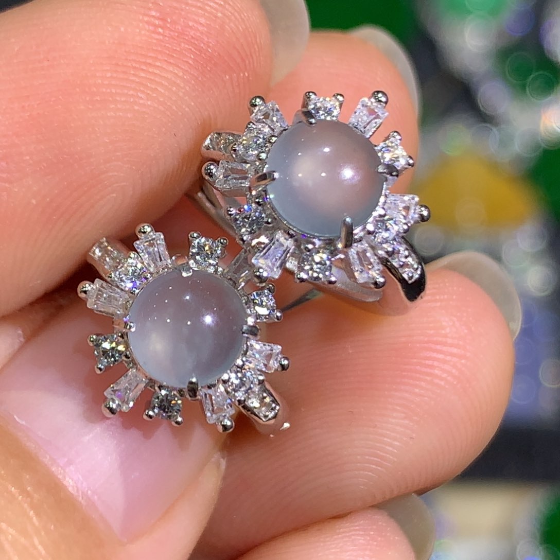 翡翠耳饰银S925镶嵌4、