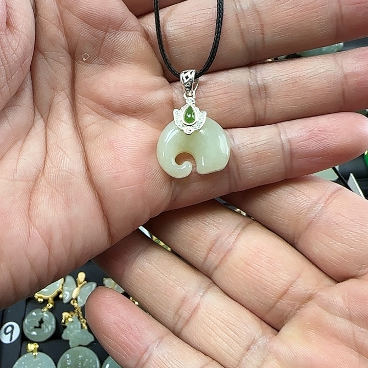 和田玉吊坠(不含链)银S925镶嵌