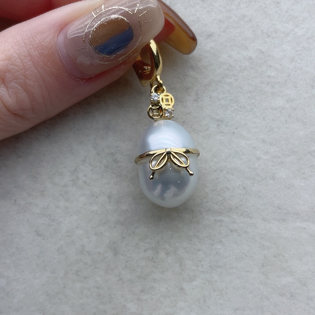 海水珍珠吊坠74银S925镶嵌