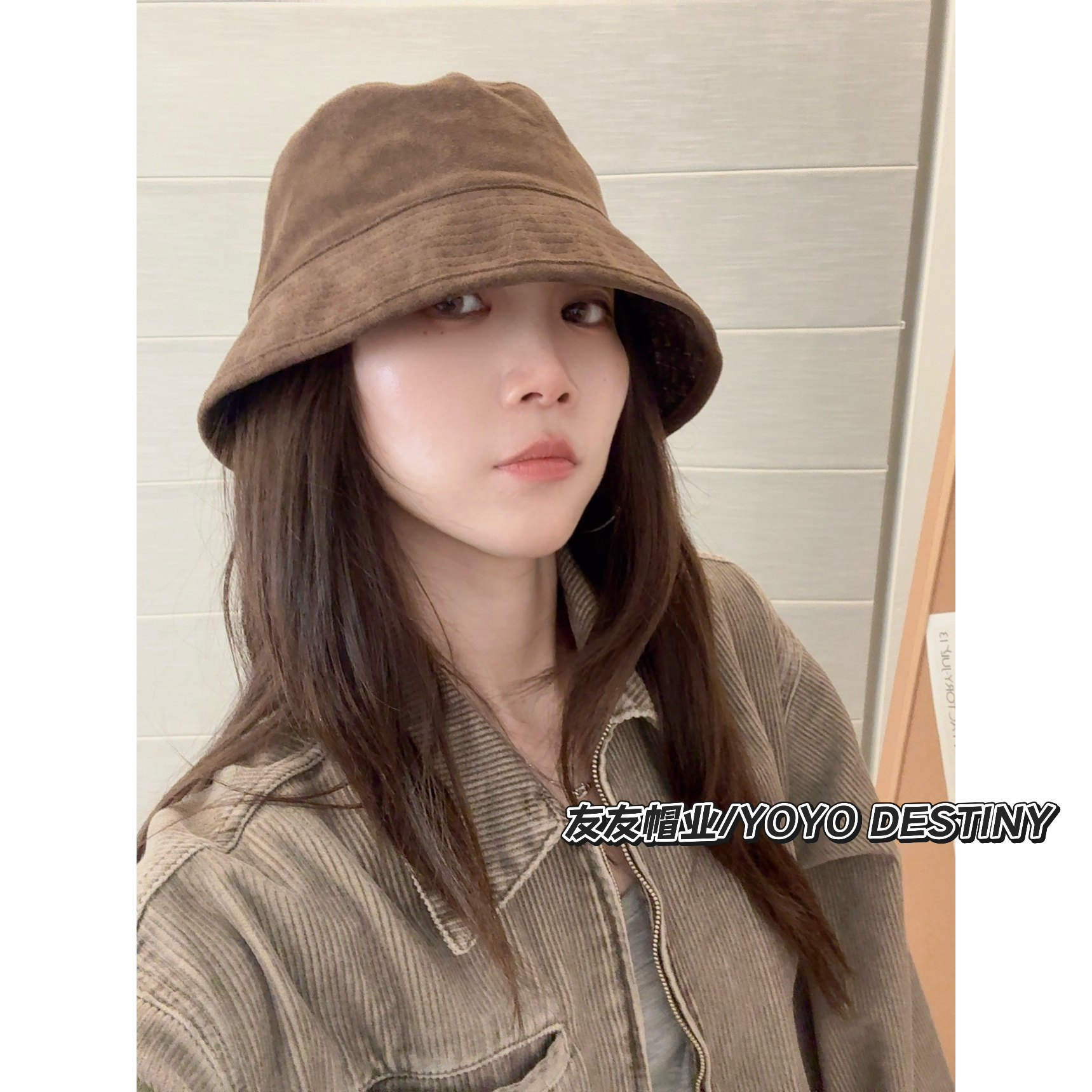 博主同款/复古麂皮渔夫帽秋冬双面可戴显脸小盆帽高级感