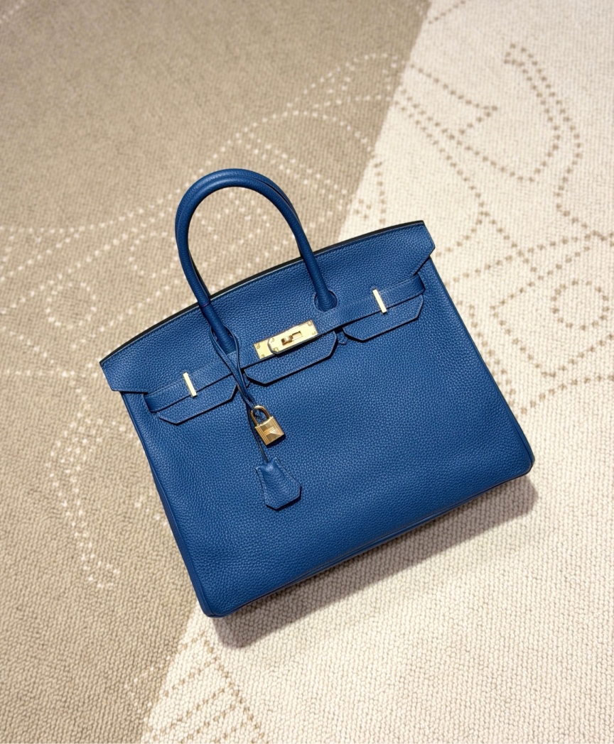 99新 Hermes/爱马仕 爱马仕 birkin35 海军蓝 金扣 D刻 99新/9825