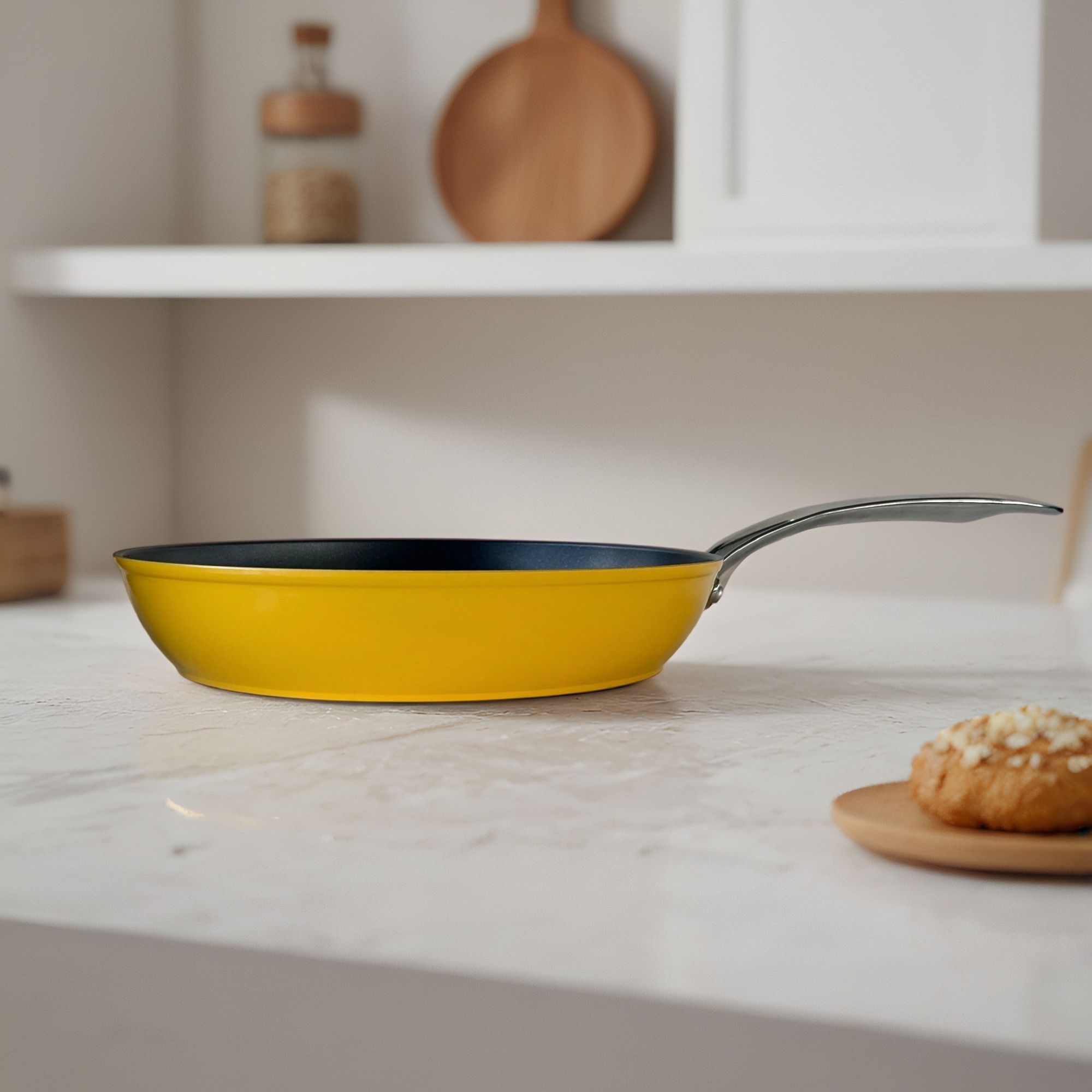 【小黄煎锅】28CM黄色平底煎锅 电磁炉可用