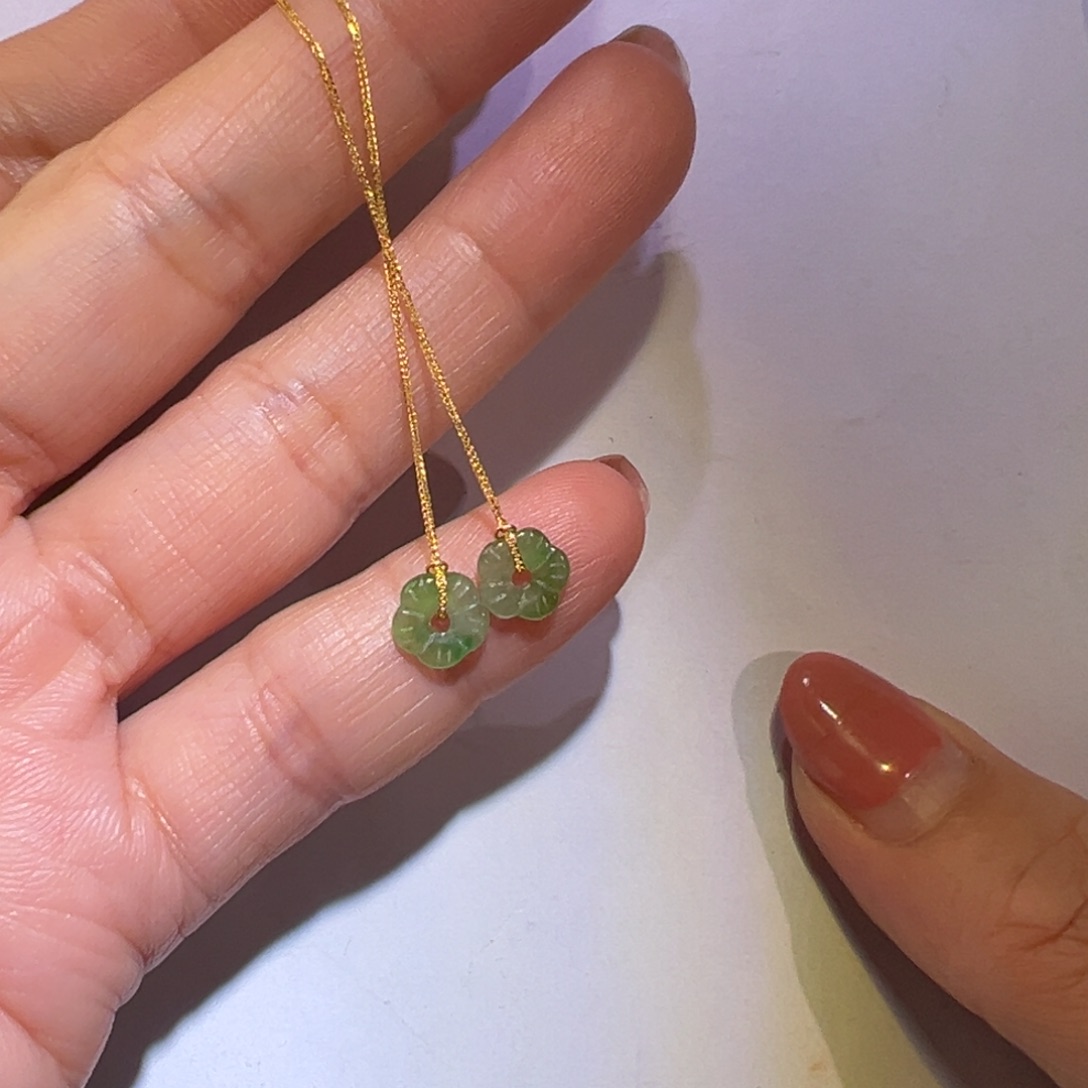 翡翠耳饰18K金镶嵌耳环