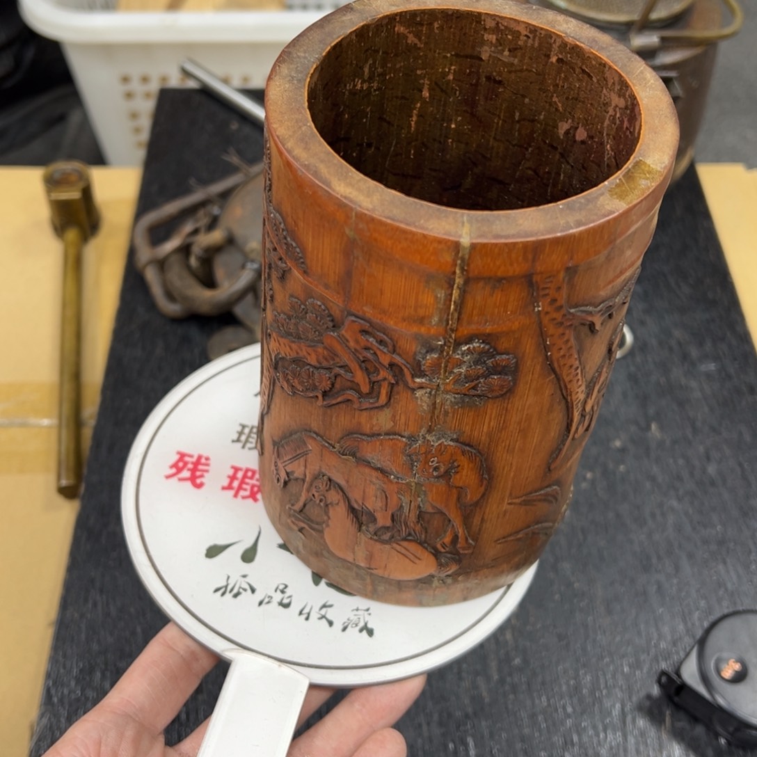 点***墨竹日本中古工艺品摆件