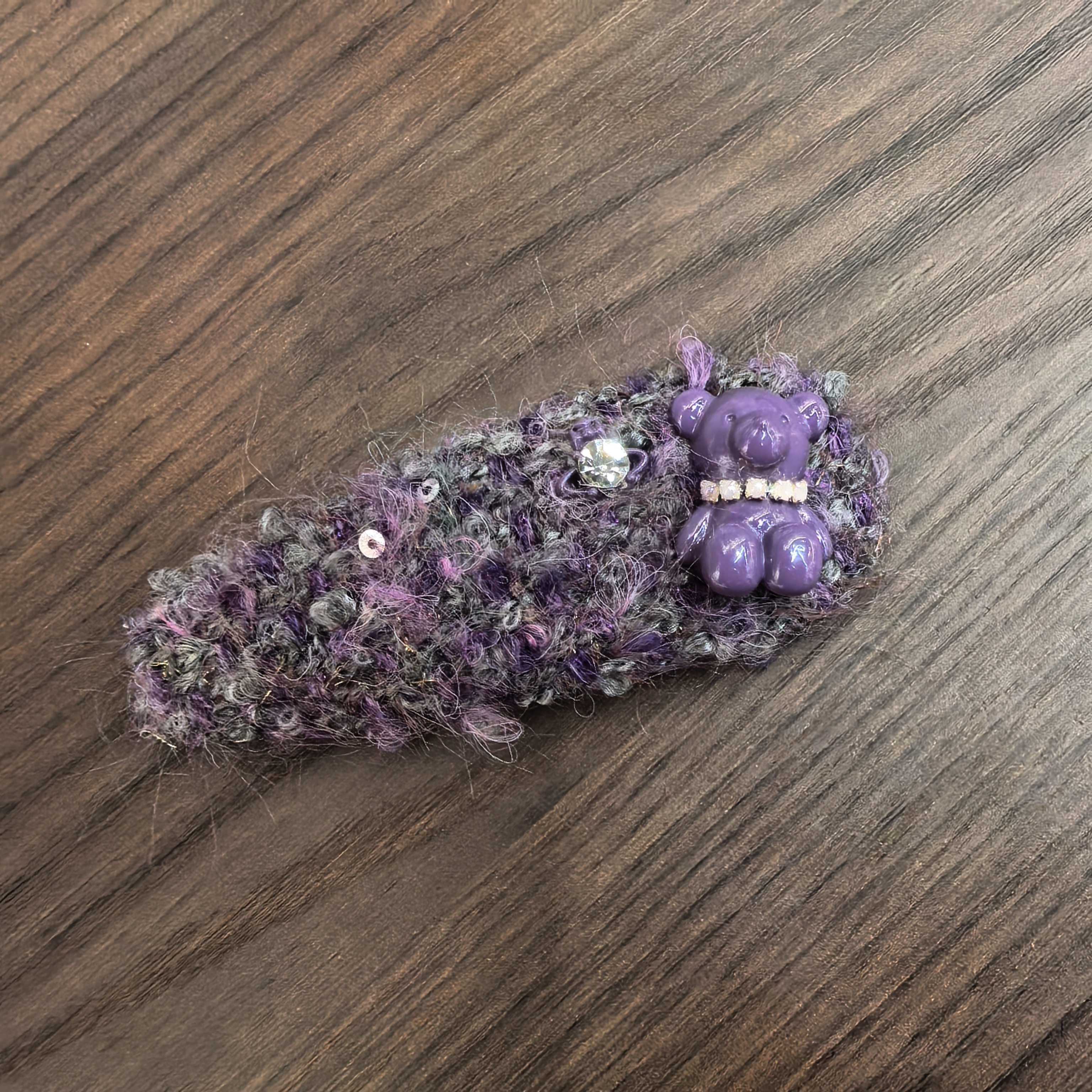 E147紫色小熊闪闪毛毛掰掰夹