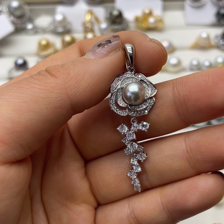 海水珍珠吊坠(不含链)银S925镶嵌