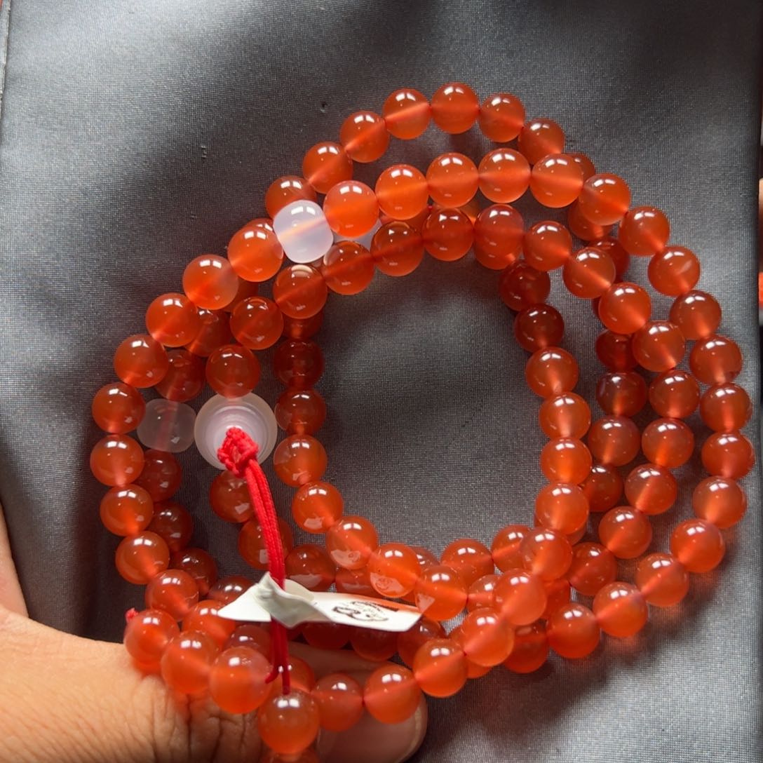 南红玛瑙未镶嵌冰红多圈7+