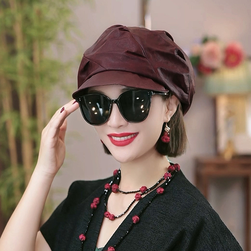 【云朵】香云纱重磅桑蚕丝防晒遮阳高级贝雷帽女款2025新款爆款0694