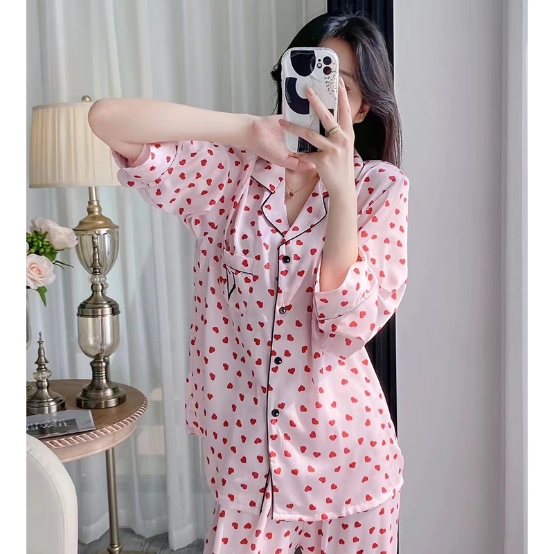 【V秘-粉色波点爱心】春秋季潮牌时尚设计休闲可外穿睡衣家居服
