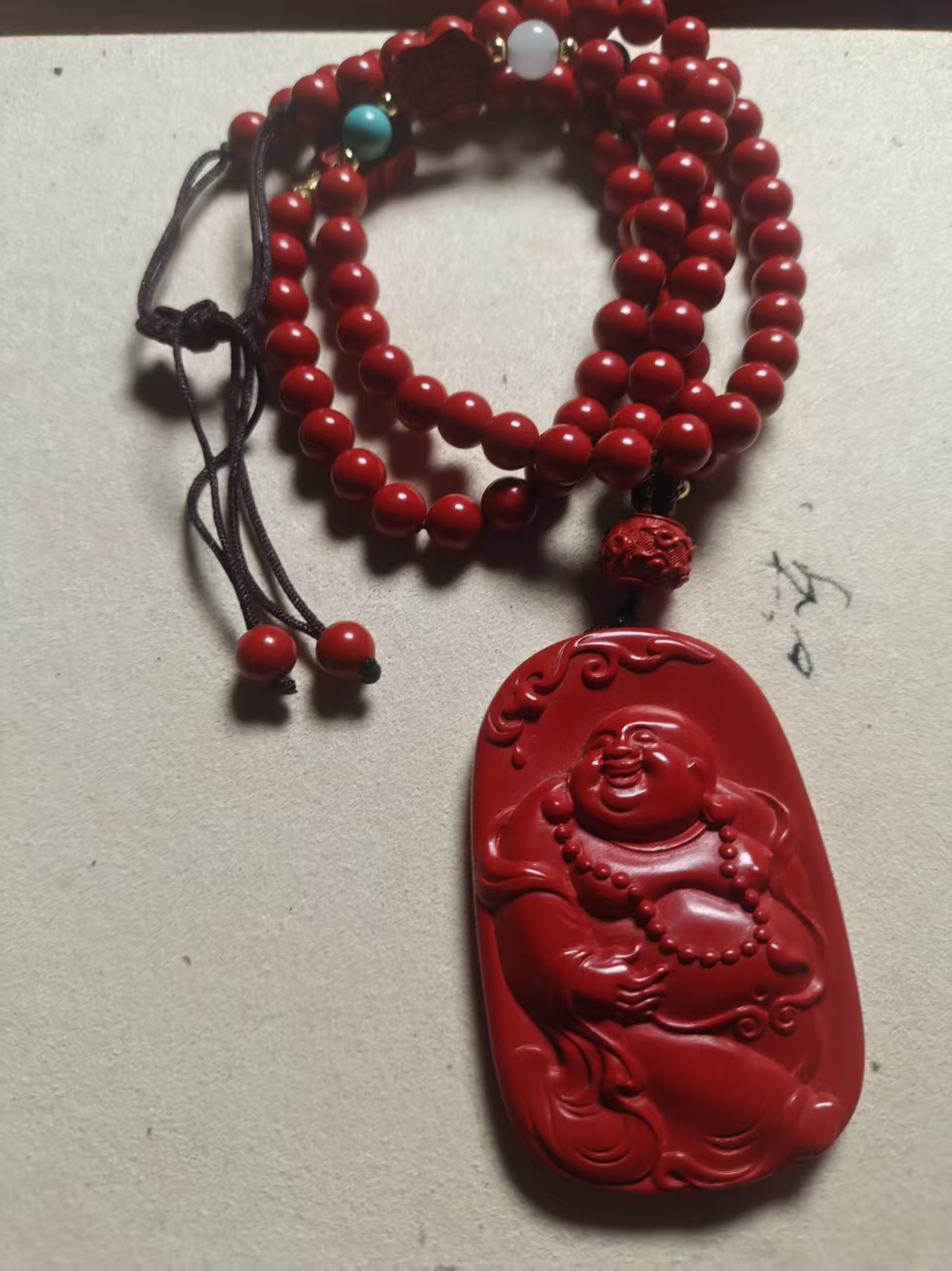 含辰砂工艺品朱砂红砂佛公吊坠