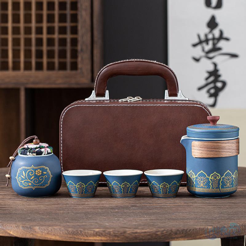 便携旅行茶具套装一壶三杯快客陶瓷商务活动礼品节日伴手礼印AOV