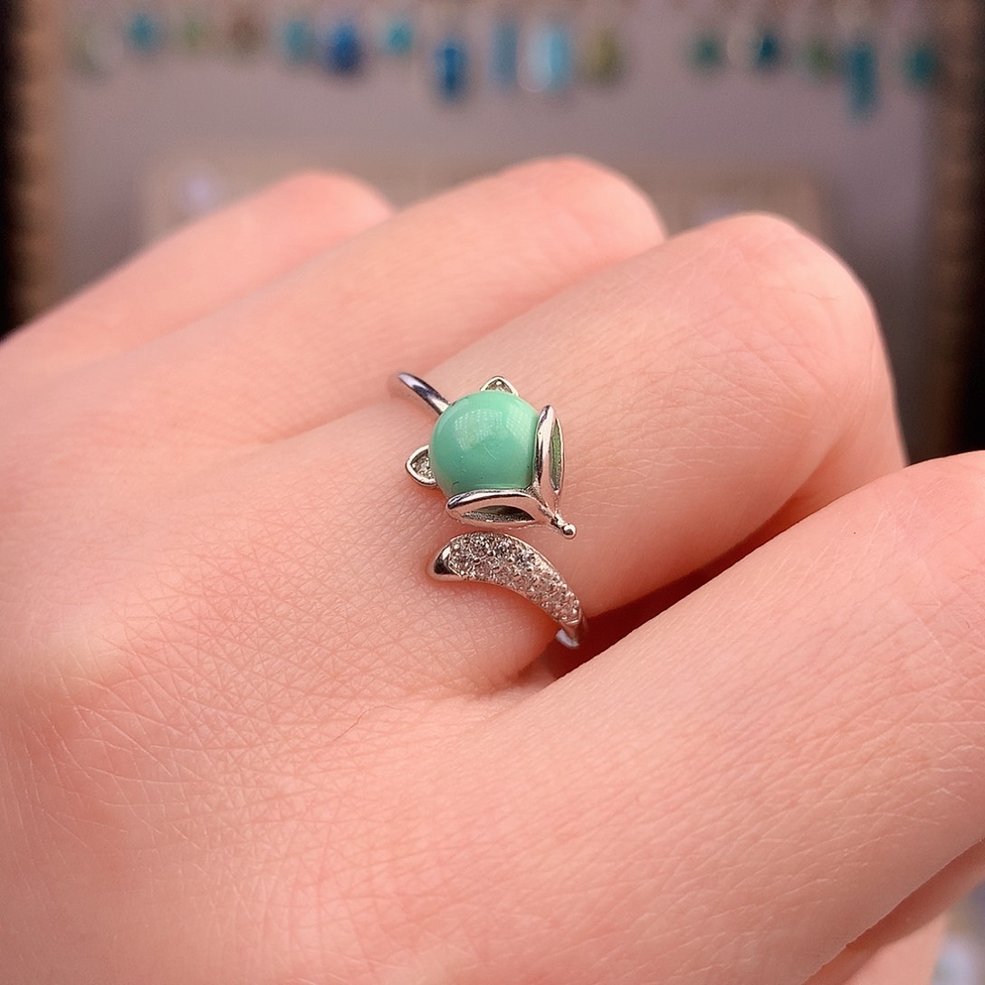 绿松石银S925镶嵌戒指