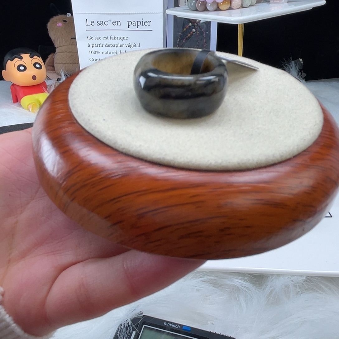 和田玉未镶嵌戒指U13青花方圆17.7mm