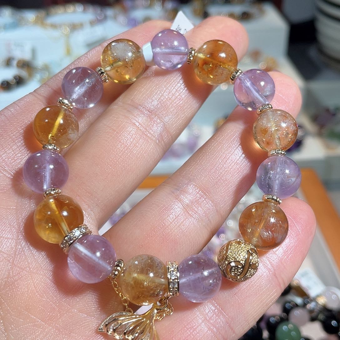 水晶手链未镶嵌黄塔晶紫水晶