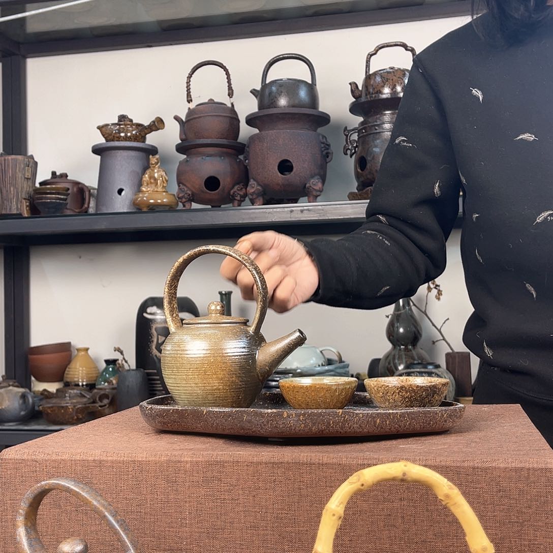 紫泥茶壶紫砂粗陶茶器
