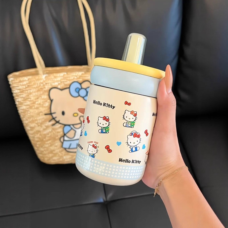 哈喽kt水杯2025新款保温杯子女生高颜值吸管杯外出便携随行杯可爱