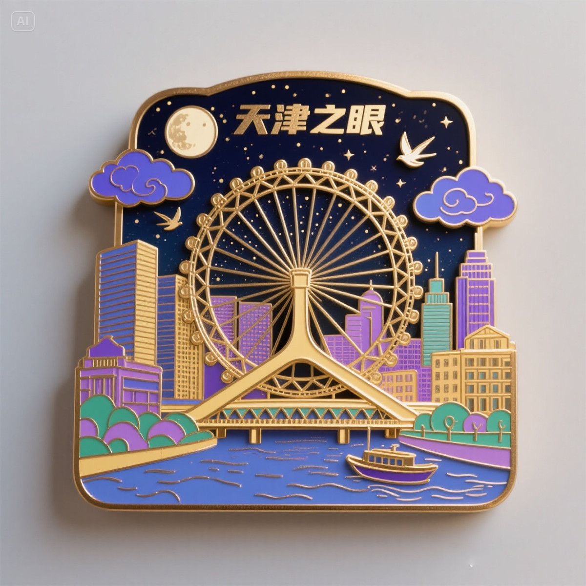 天津之眼磁吸冰箱贴金属立体旅游文创礼品景点建筑创意礼物送朋友