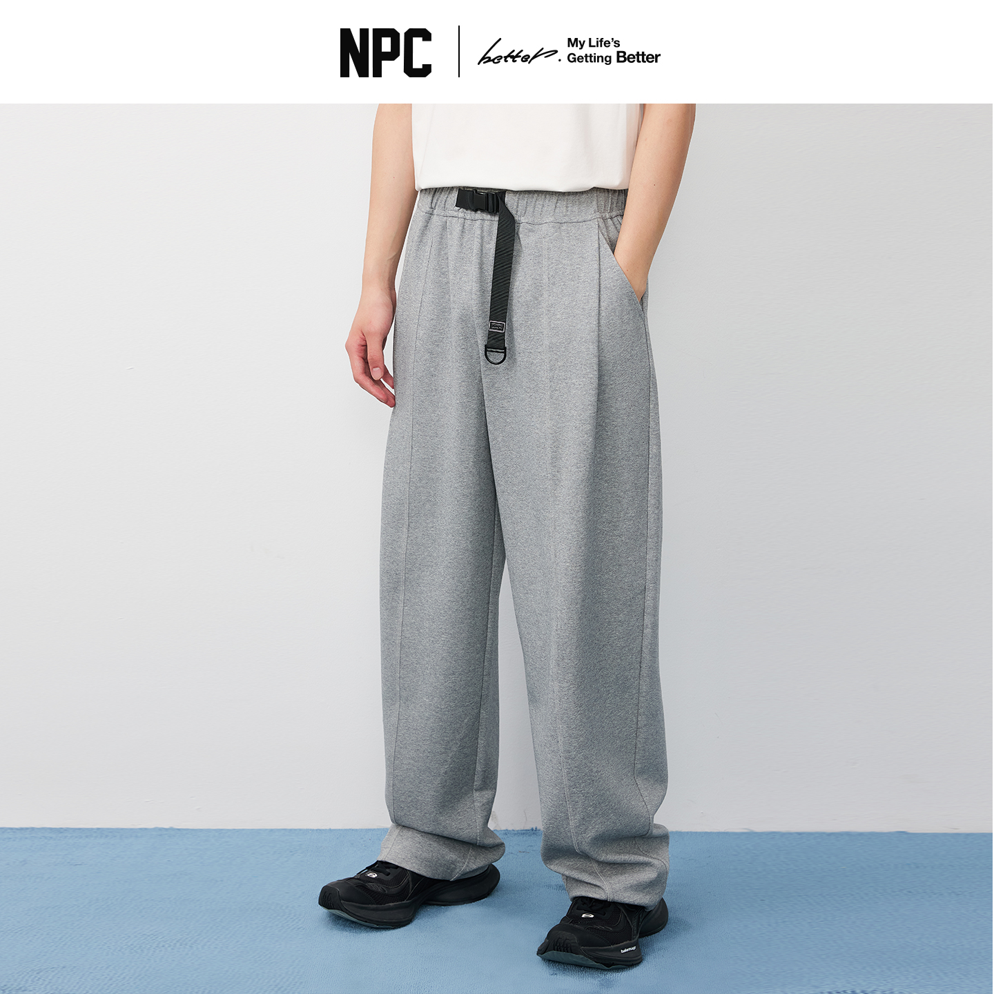 NPC潮牌【斜纹布】机能卡扣休闲直筒卫裤松紧腰男挺括有型NP58SP11