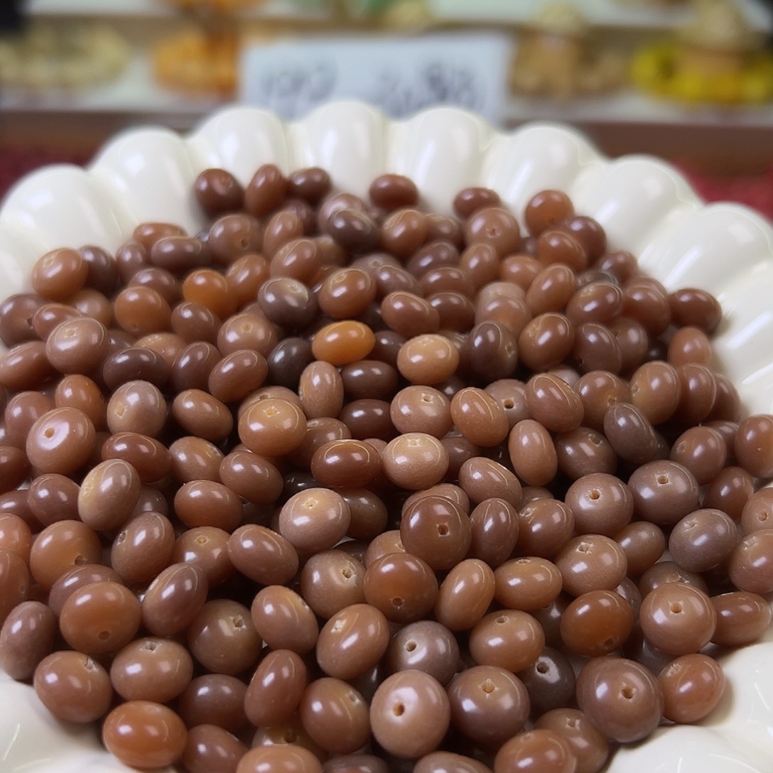 菩提根/象牙果手串微瑕卡9奶咖算盘200颗