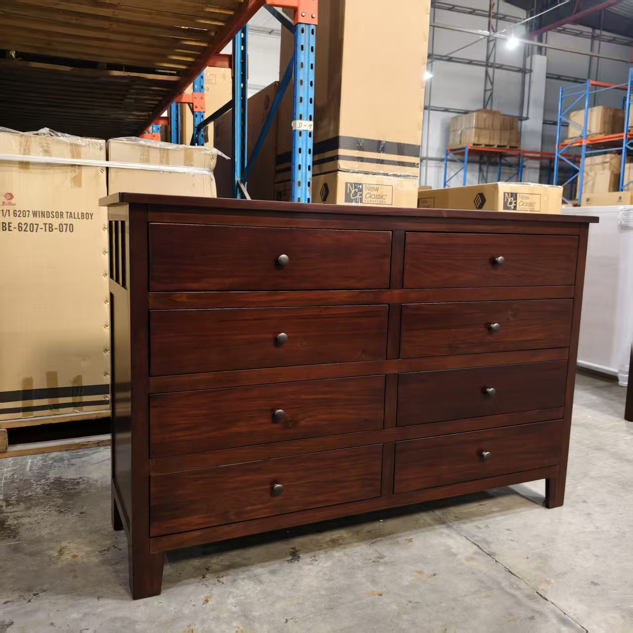 巧克力色【长167×宽53×高112】八斗柜-美式出口复古实木AY01-B-2