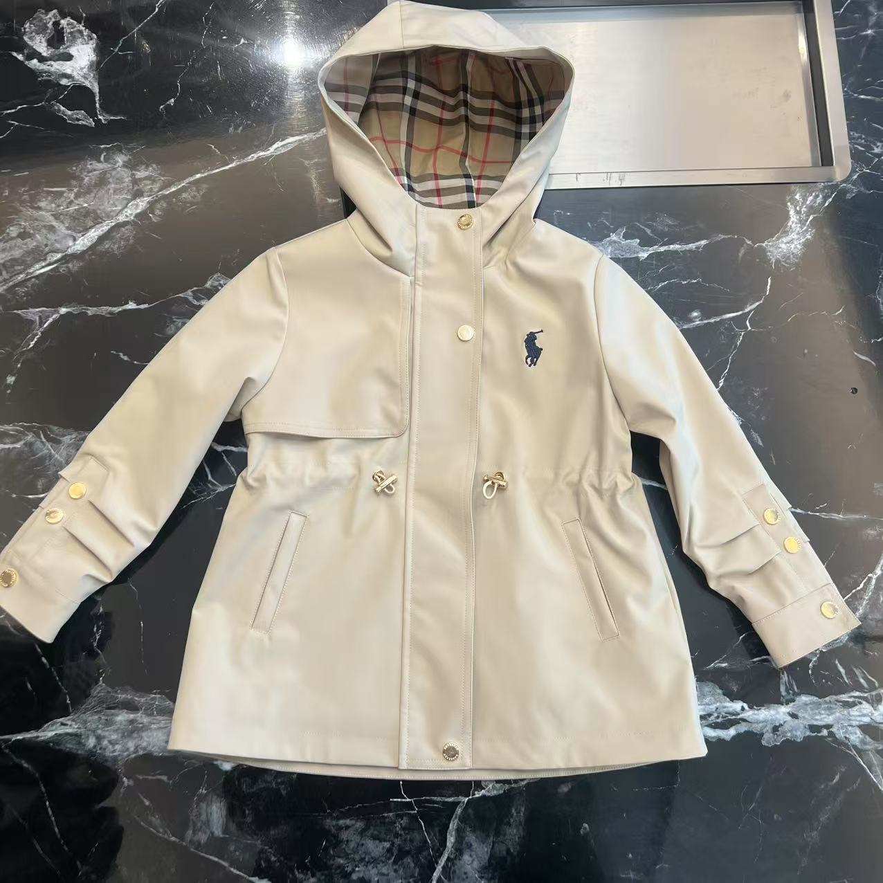 66130儿童春秋款高定三防连帽风衣外套