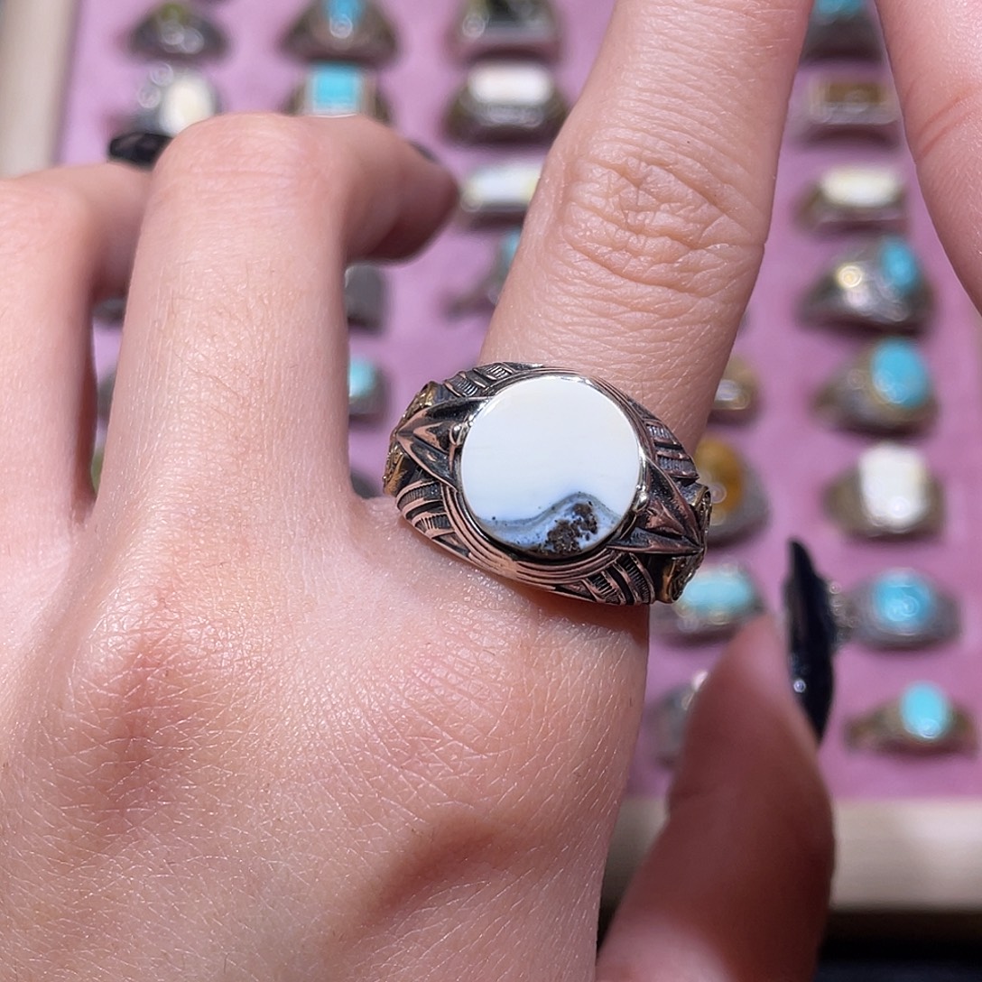 腰***姐琥珀银S925镶嵌戒指