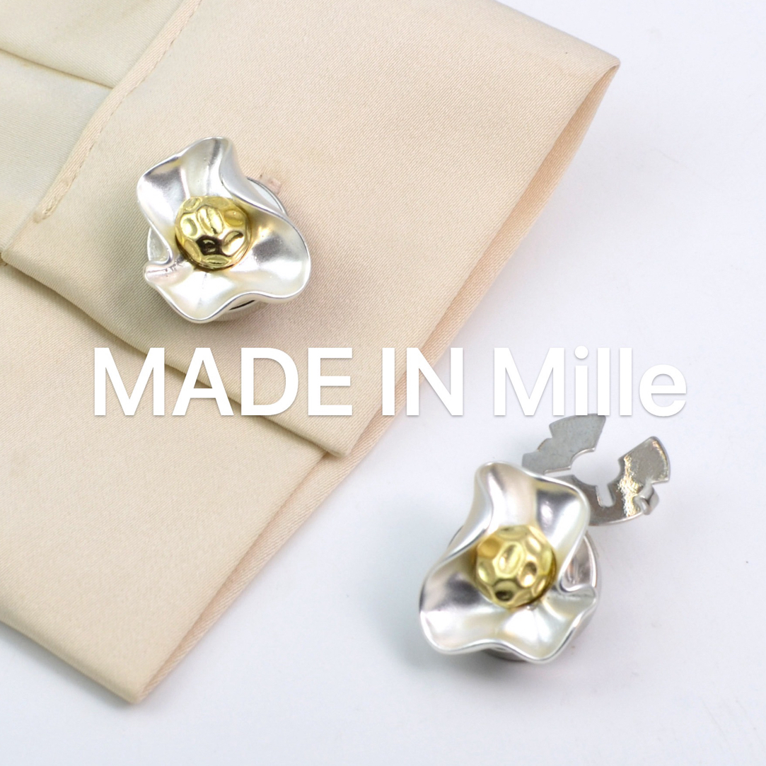 Mille高定纽扣白色套button高档cover衬衣袖口领口装饰滴油花朵