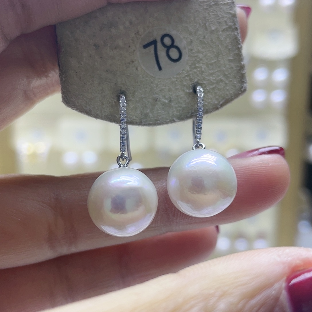 淡水珍珠耳饰银S925镶嵌