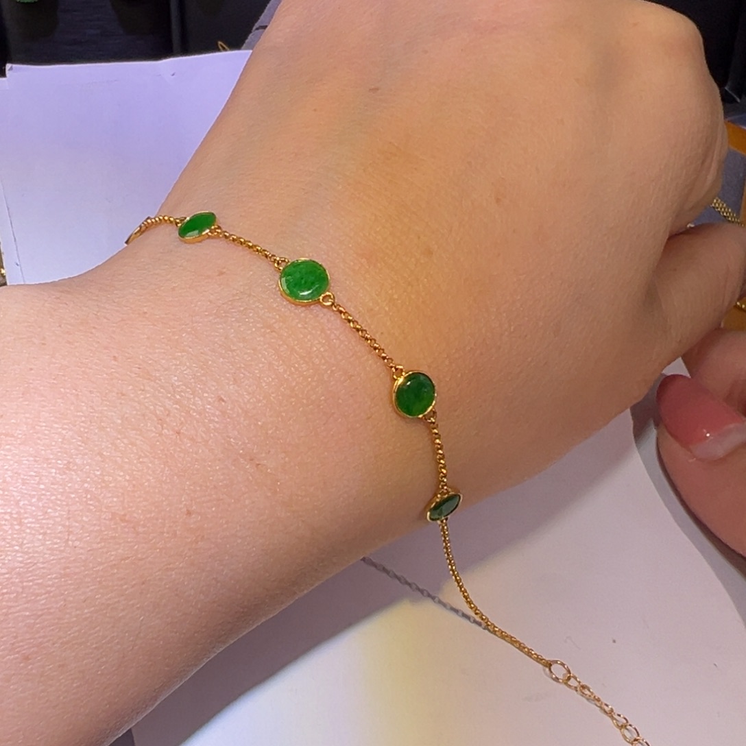 翡翠颈饰18K金镶嵌手链