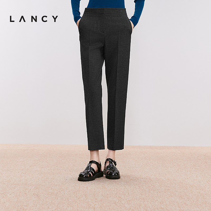 LANCY/朗姿2024冬季新款经典通勤百搭小脚裤女显瘦气质休闲西装裤
