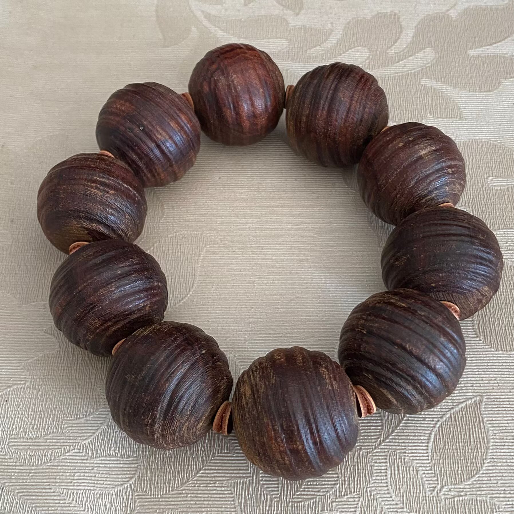 非金属珐琅手链 K6377  复古风设计百搭雕刻黄色圆手链